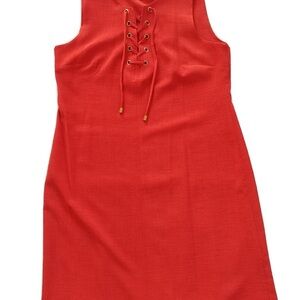 Red Lace-Up Sleeveless Dress